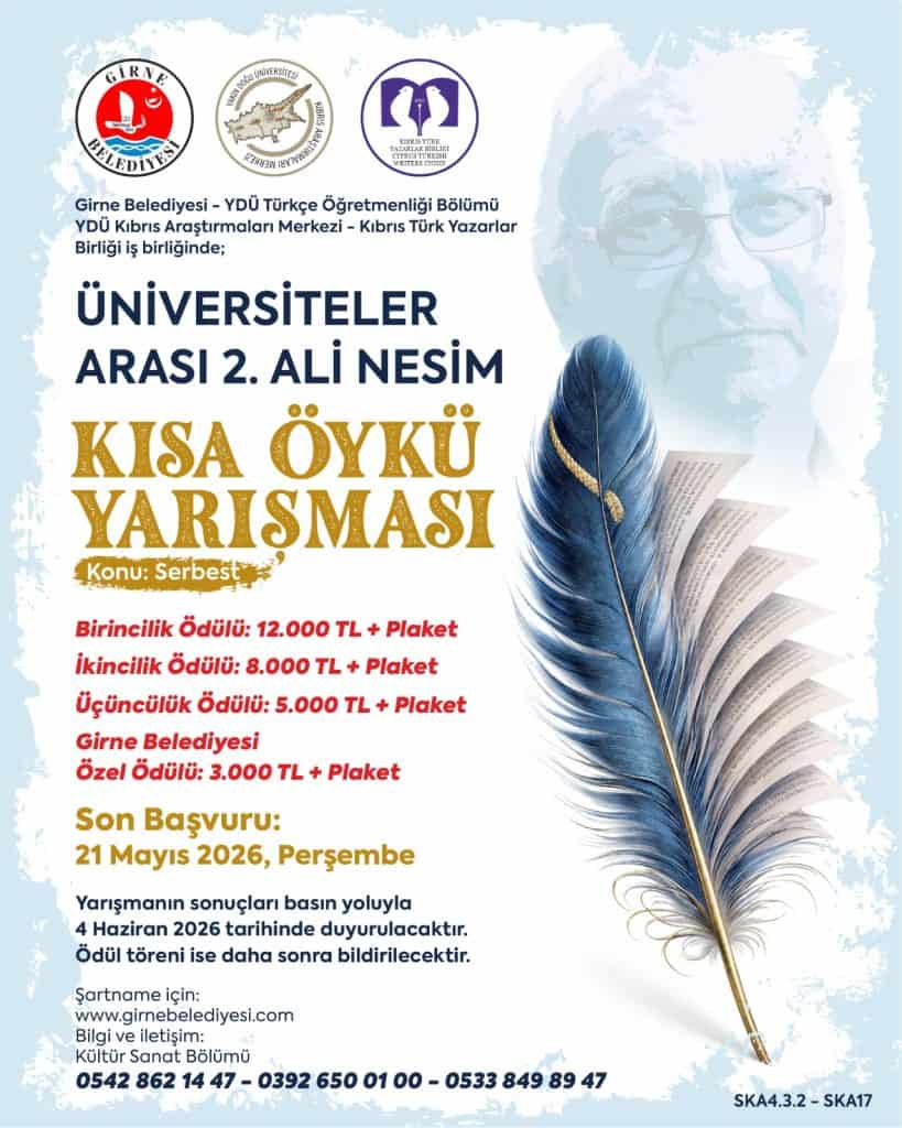 KKTC’de Üniversiteliler Arası 2. Ali Nesim Kısa Öykü Yarışması İçin Başvurular Başladı